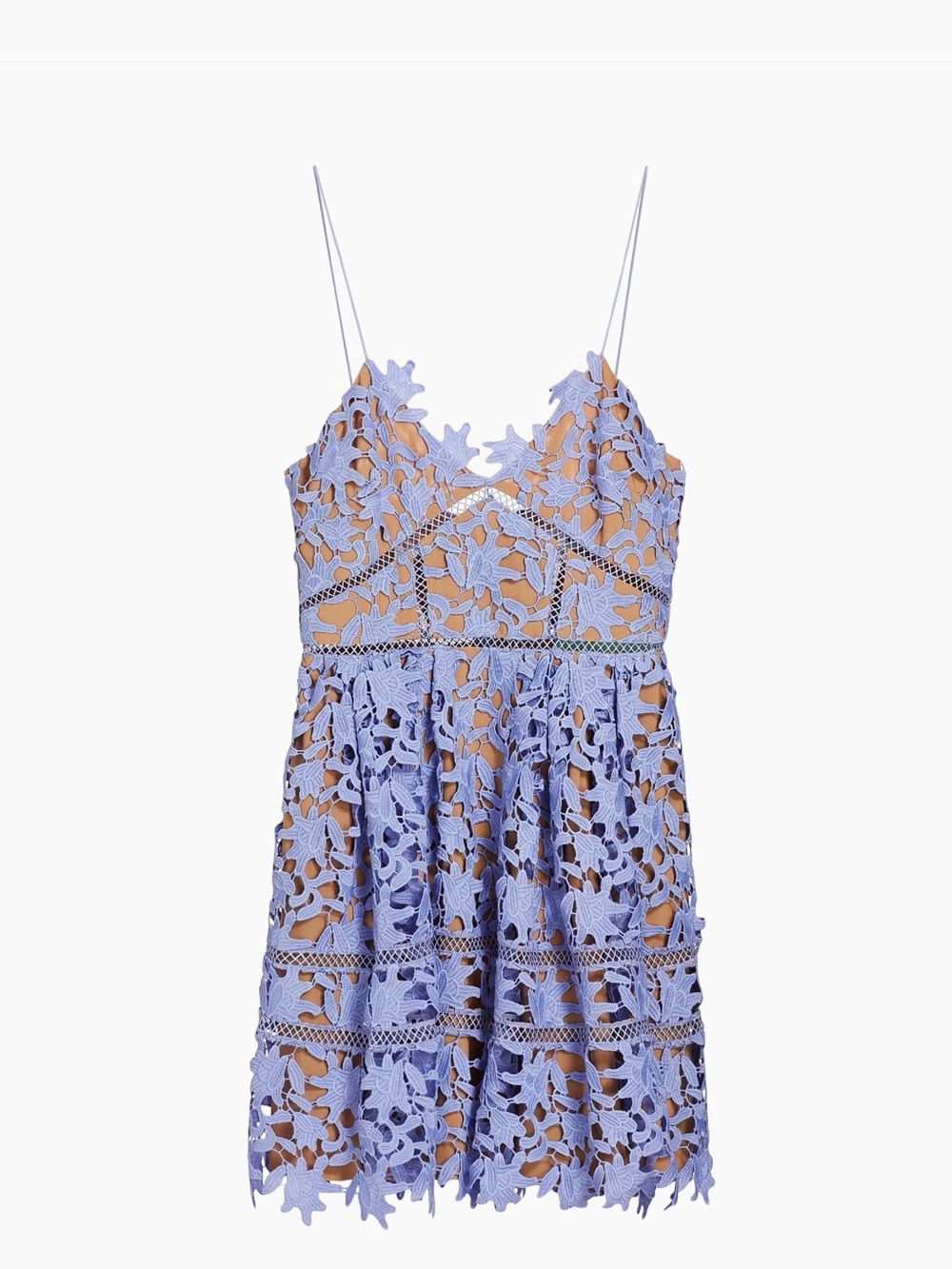 Self-Portrait Lilac Floral Lace Spaghetti-Strap Mini Dress - Picture 2 of 5